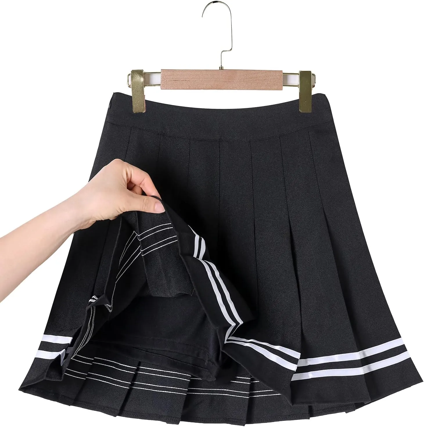 Hoerev Women Girls Short High Waist Pleated Skater Tennis Skirt