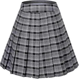 Hoerev Women Girls Short High Waist Pleated Skater Tennis Skirt