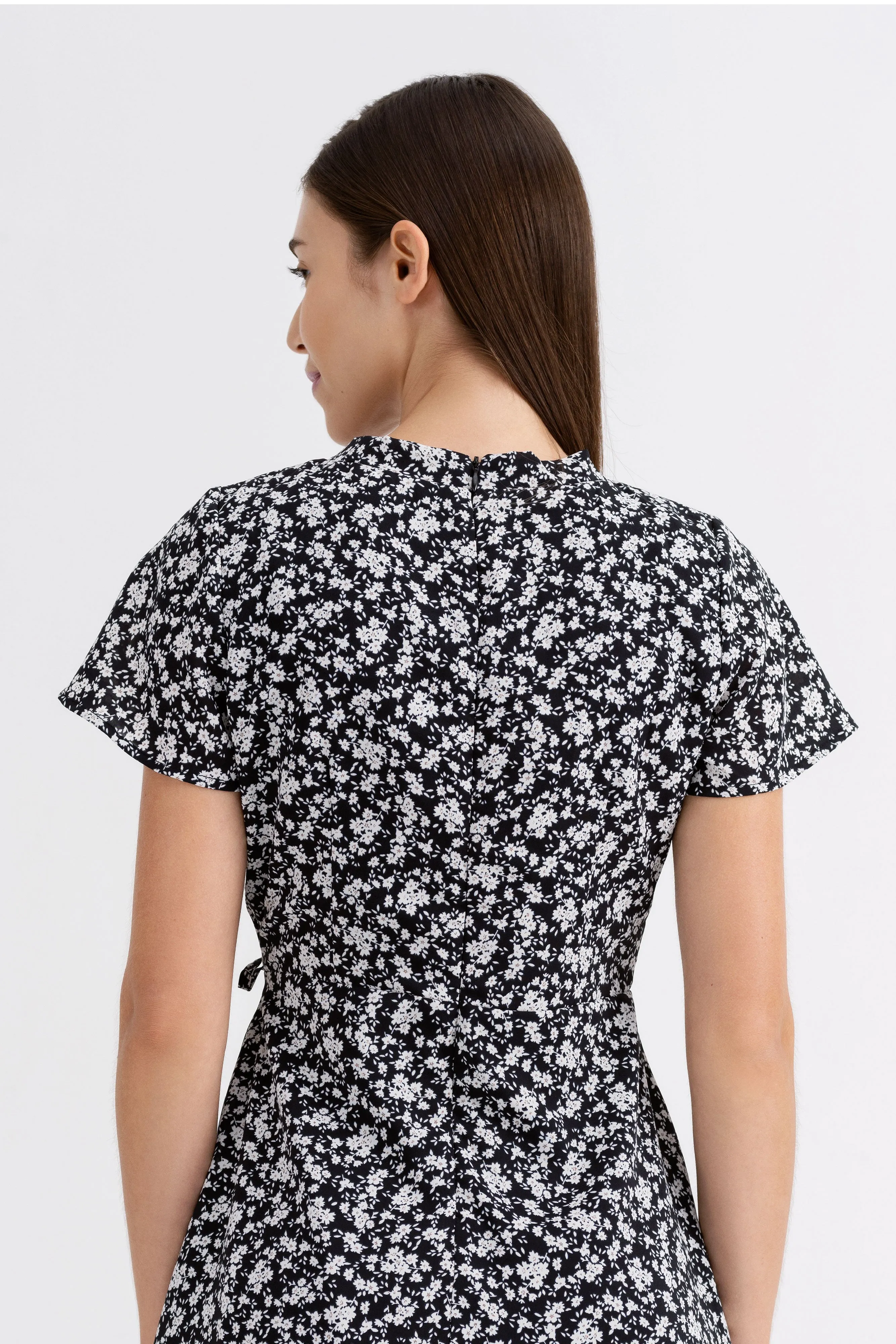 Holly Knot Side Wrap Dress in Black