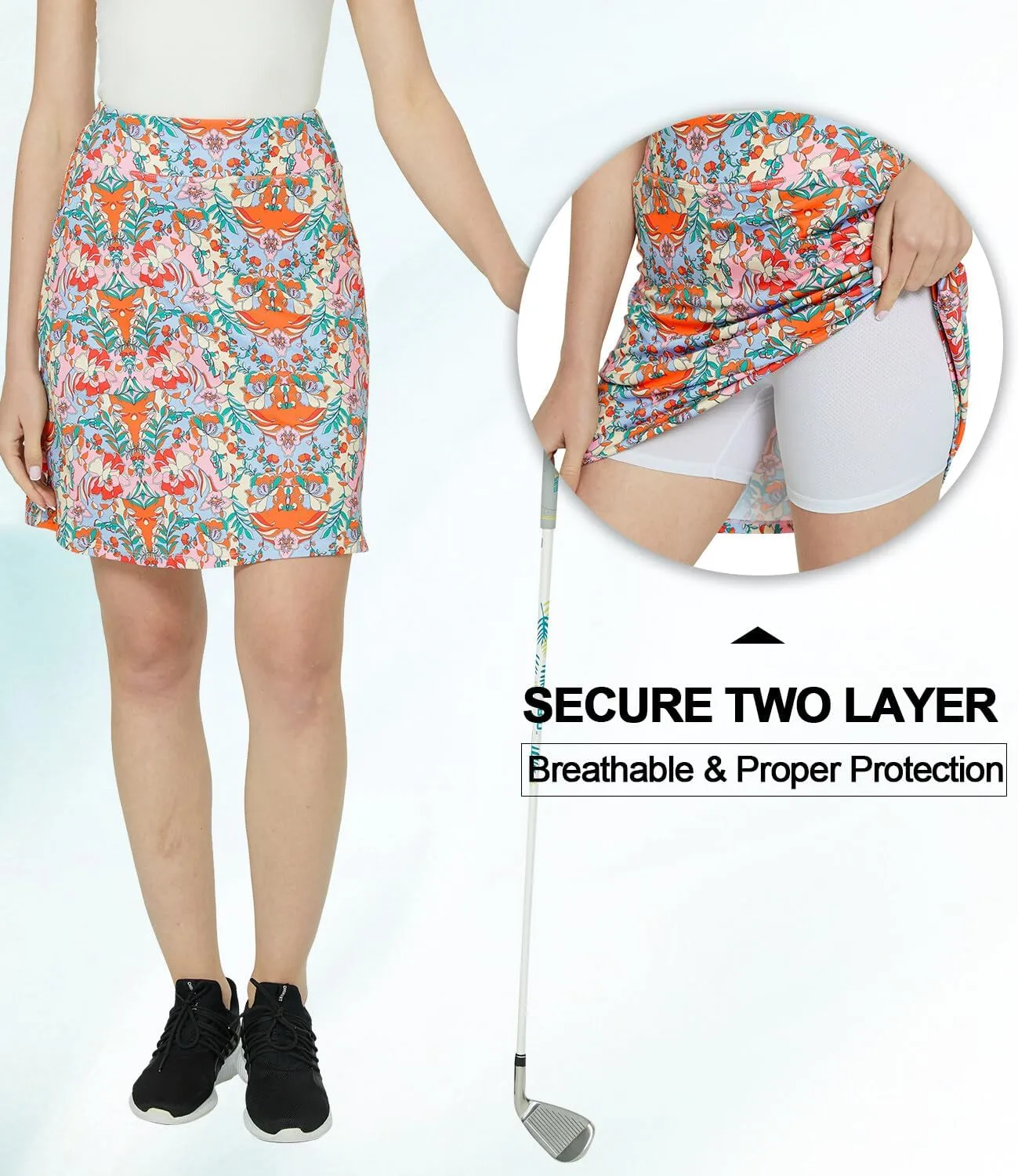 HonourSex Women Skorts Knee Length Skirts Causal Skorts Skirts with Pockets Golf Skirt Plus Size Skorts