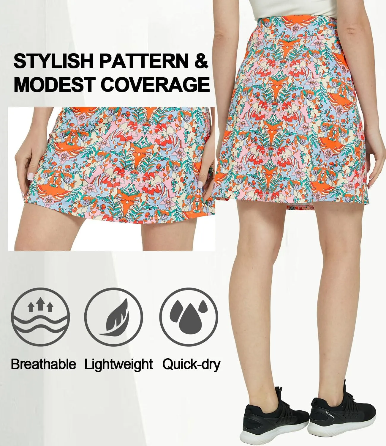 HonourSex Women Skorts Knee Length Skirts Causal Skorts Skirts with Pockets Golf Skirt Plus Size Skorts