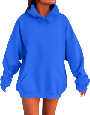 Hoodies for Women Trendy Plus Size Warm Fleece Hoodies Pullover Loose Off The Shoulder Sweatshirt Dress with Pocket