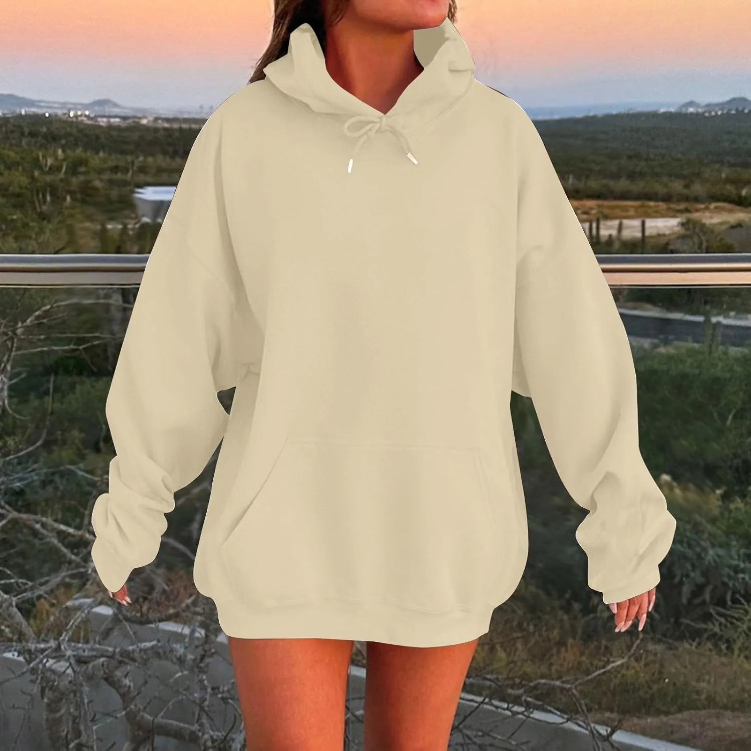 Hoodies for Women Trendy Plus Size Warm Fleece Hoodies Pullover Loose Off The Shoulder Sweatshirt Dress with Pocket
