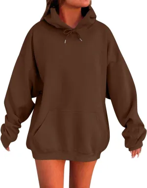 Hoodies for Women Trendy Plus Size Warm Fleece Hoodies Pullover Loose Off The Shoulder Sweatshirt Dress with Pocket