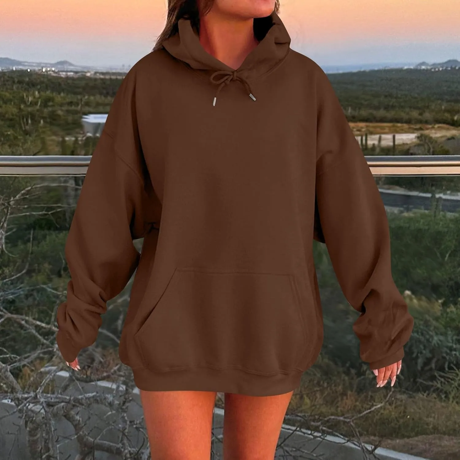 Hoodies for Women Trendy Plus Size Warm Fleece Hoodies Pullover Loose Off The Shoulder Sweatshirt Dress with Pocket
