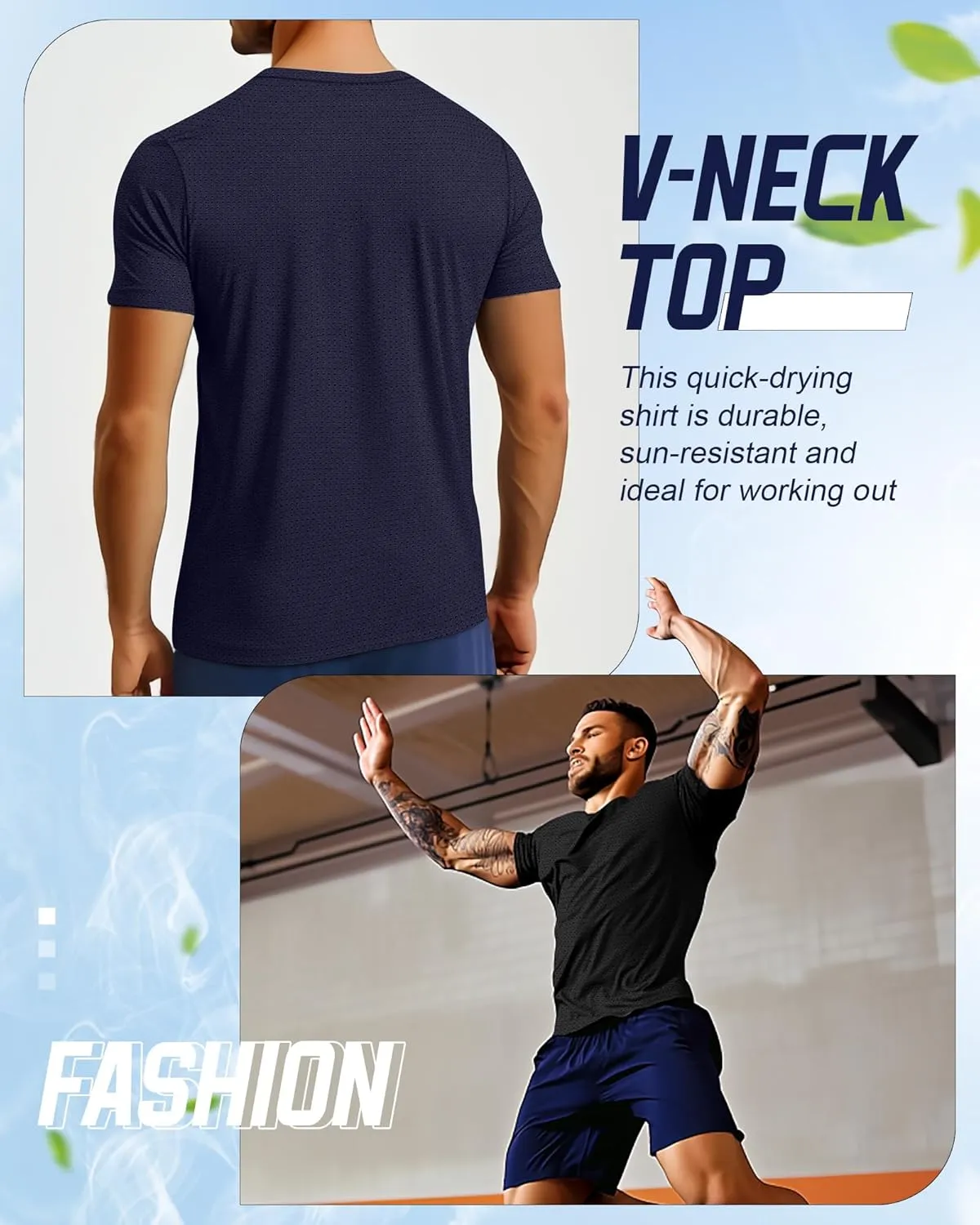 Huukeay 3 Pack Men's Big and Tall Quick Dry Shirts, Short Sleeve Dry Fit Tops V Neck Mesh Moisture Wicking Athletic Tees