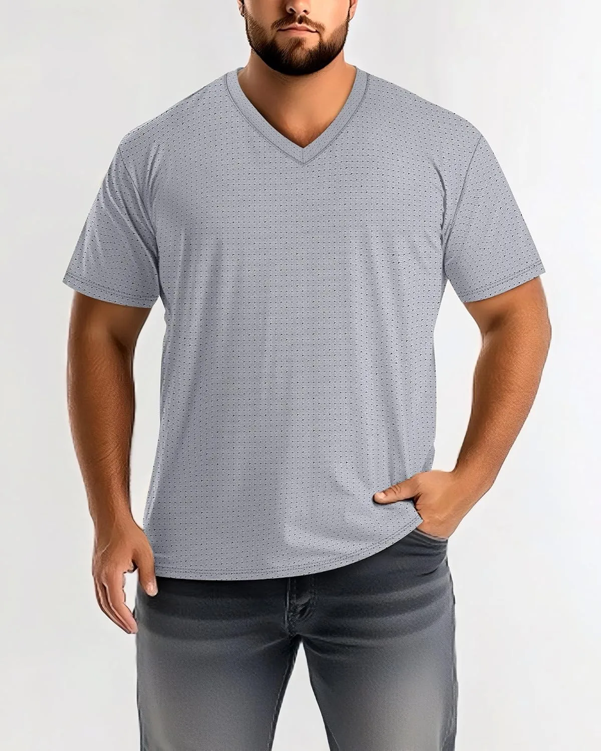 Huukeay 3 Pack Men's Big and Tall Quick Dry Shirts, Short Sleeve Dry Fit Tops V Neck Mesh Moisture Wicking Athletic Tees