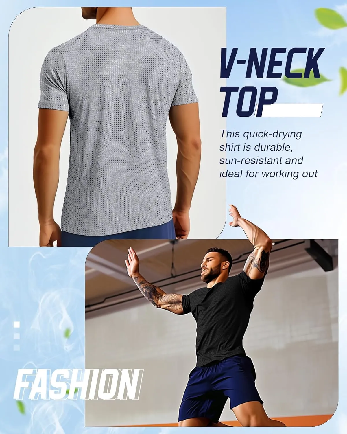 Huukeay 3 Pack Men's Big and Tall Quick Dry Shirts, Short Sleeve Dry Fit Tops V Neck Mesh Moisture Wicking Athletic Tees
