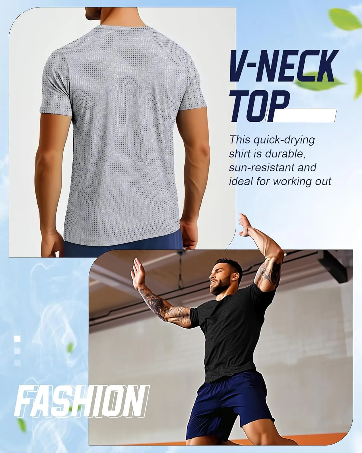 Huukeay 3 Pack Men's Big and Tall Quick Dry Shirts, Short Sleeve Dry Fit Tops V Neck Mesh Moisture Wicking Athletic Tees
