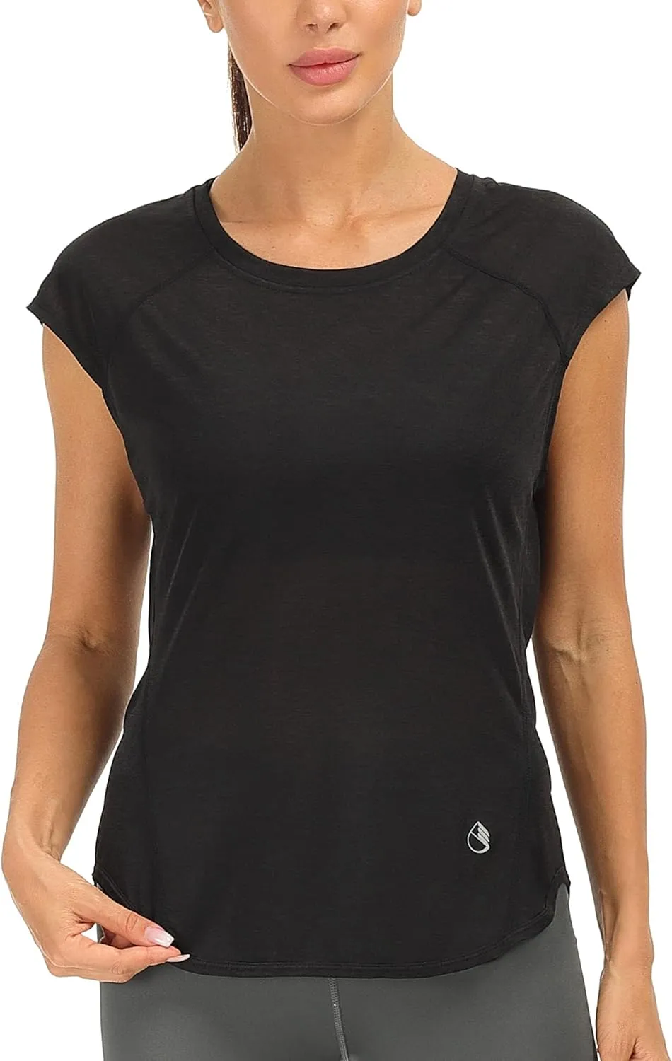 icyzone Workout T-Shirt for Women - Fitness Gym Yoga Running Exercise Cap Sleeves Tops