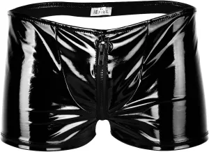 iEFiEL Mens Shiny Metallic Patent Leather Zipper Bulge Pouch Boxer Briefs Shorts Panties Underpants