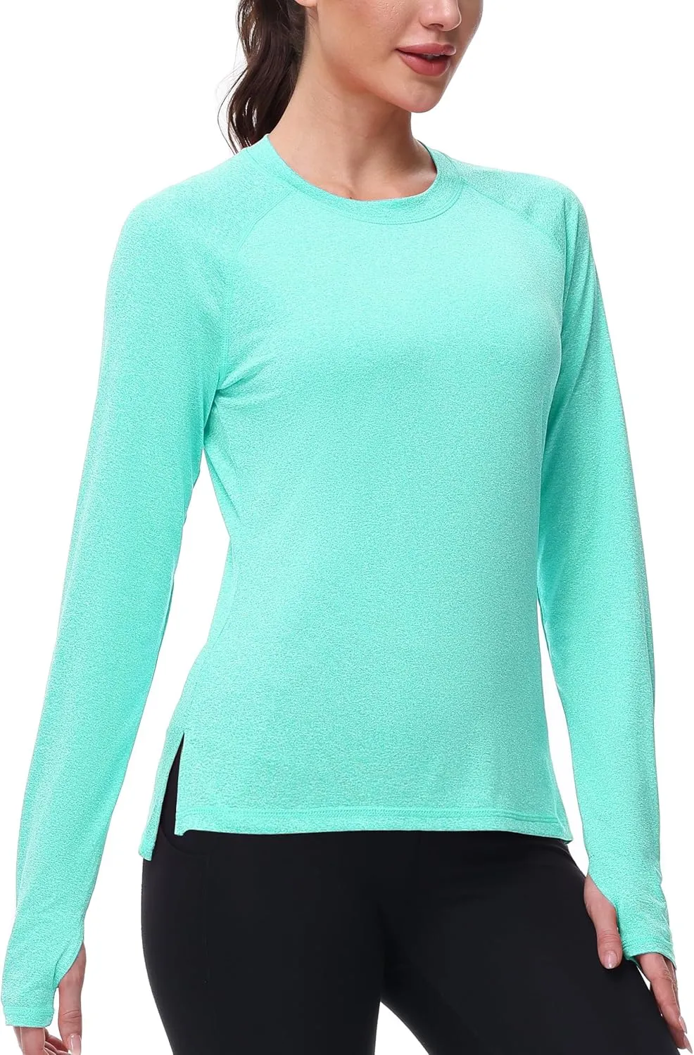 isnowood Women's Sun Protection Long Sleeve Shirts, UPF 50  UV Rash Guard Swim Clothing, Workout Hiking Running Athletic Tops