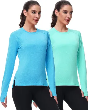 isnowood Women's Sun Protection Long Sleeve Shirts, UPF 50  UV Rash Guard Swim Clothing, Workout Hiking Running Athletic Tops