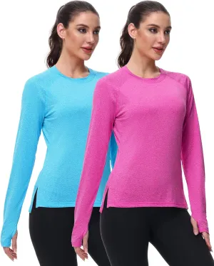 isnowood Women's Sun Protection Long Sleeve Shirts, UPF 50  UV Rash Guard Swim Clothing, Workout Hiking Running Athletic Tops