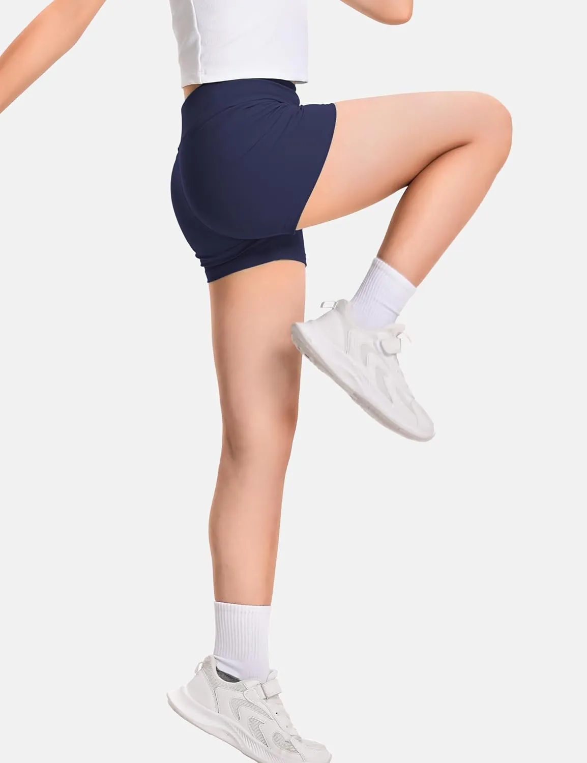 JOCMIC Girls Athletic Shorts Kids Dance High Waisted Yoga Short for Bike Gym Volleyball Running