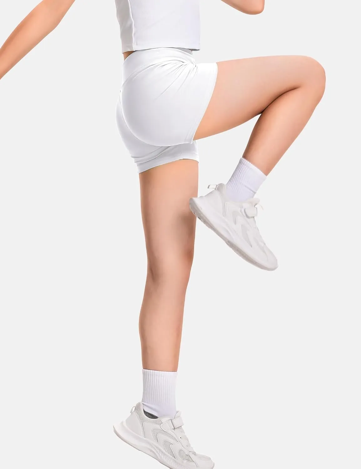 JOCMIC Girls Athletic Shorts Kids Dance High Waisted Yoga Short for Bike Gym Volleyball Running