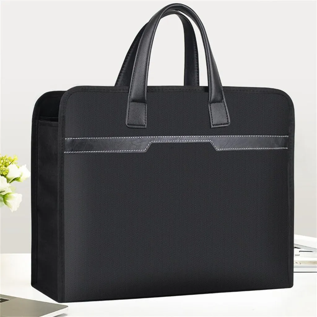 JSEIAJB Document Bag Black Handbag Casual Canvas Business Briefcase Large Capacity File Handbag Waterproof Thickened