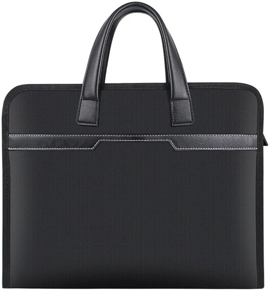 JSEIAJB Document Bag Black Handbag Casual Canvas Business Briefcase Large Capacity File Handbag Waterproof Thickened