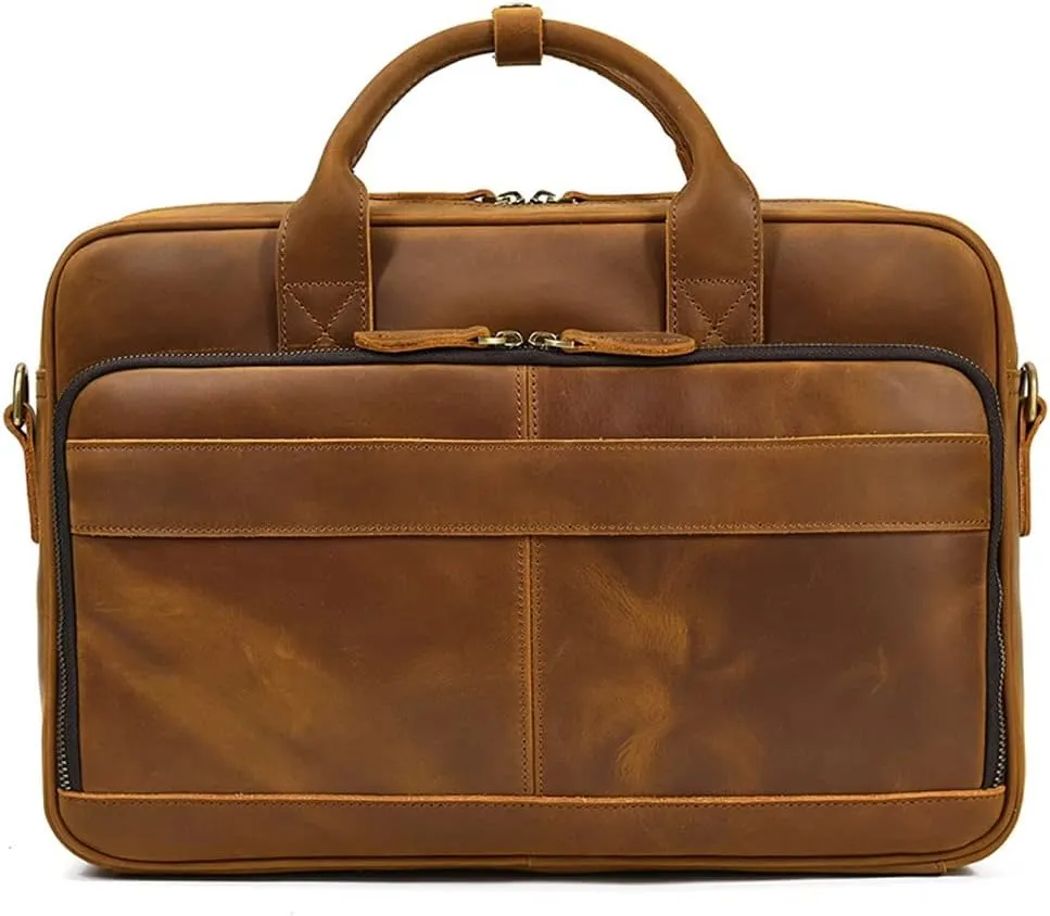 JSEIAJB Leather Briefcase for Men,Business Travel Messenger Bag,Large Laptop Work Bag
