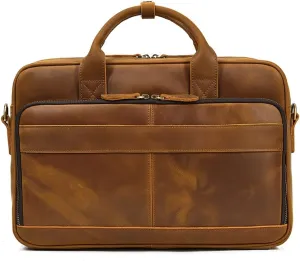 JSEIAJB Leather Briefcase for Men,Business Travel Messenger Bag,Large Laptop Work Bag