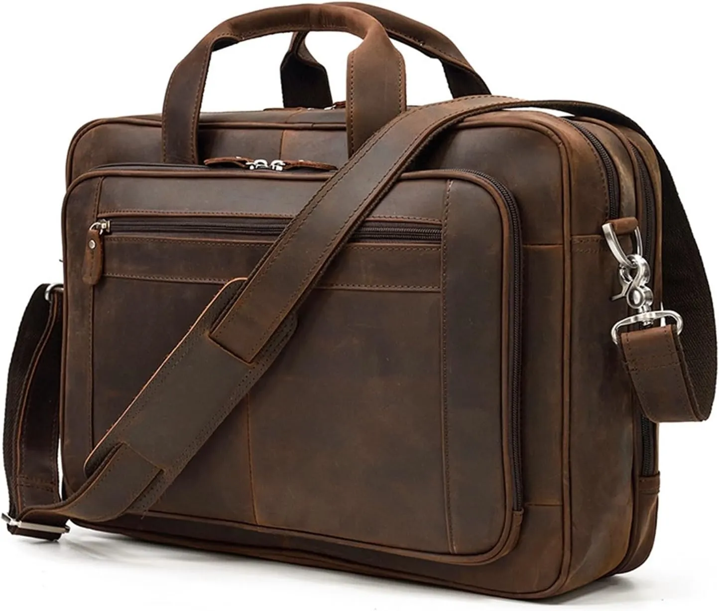 JSEIAJB Men's Vintage Handbag Leather Briefcase Casual Work Commute Computer Bag Crossbody Shoulder Bag