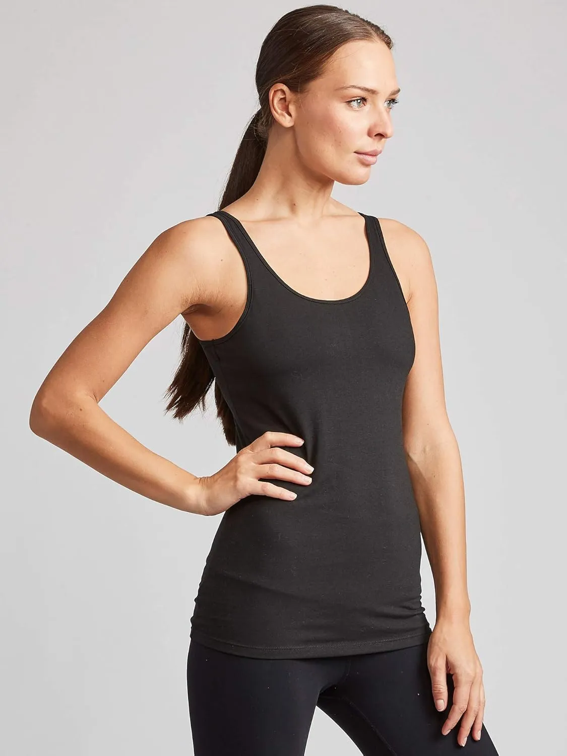 Kalon Women's 4-Pack Modern Busty Shelf Bra Cami Base Layer Camisole Tank Top