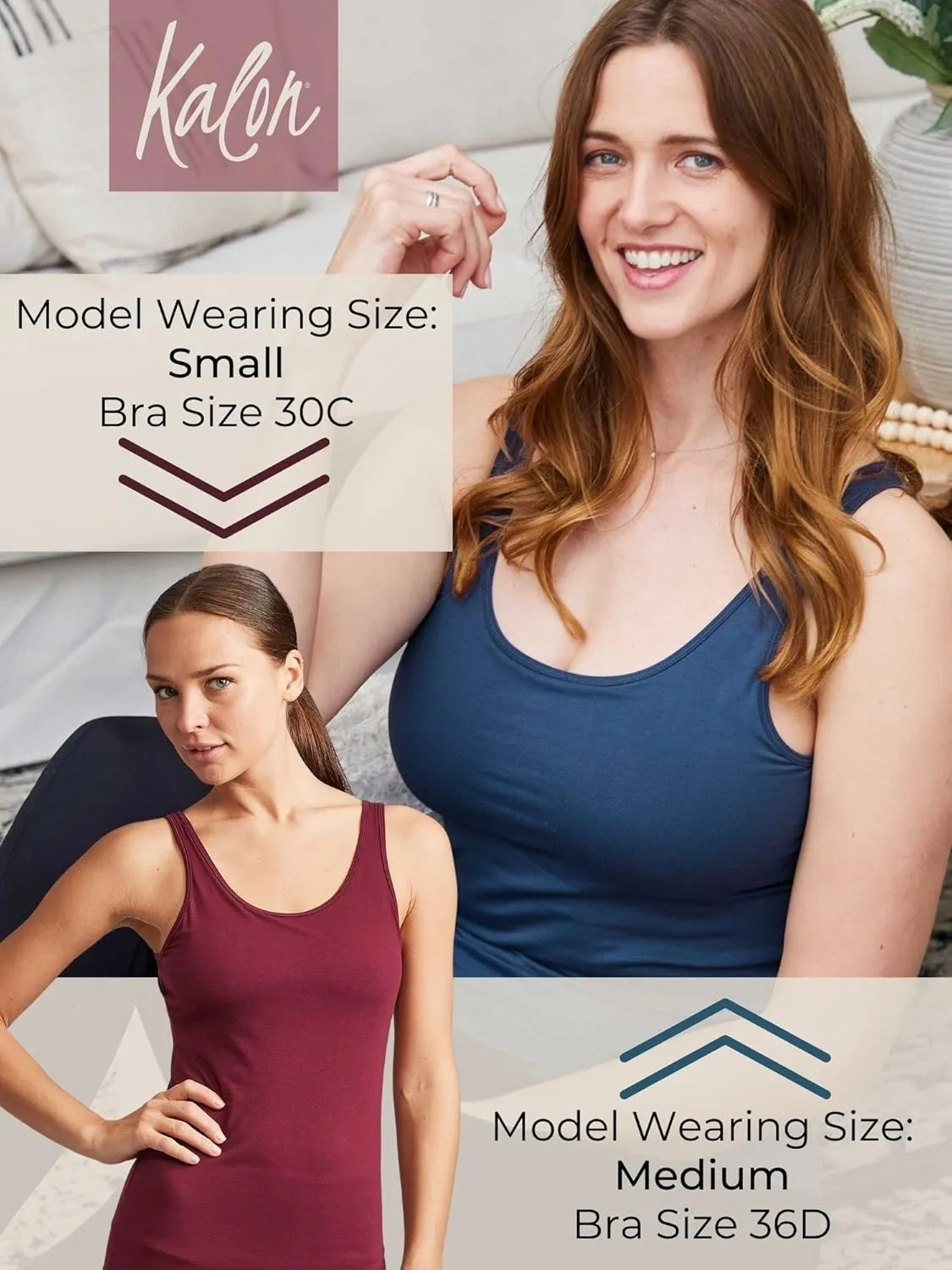 Kalon Women's 4-Pack Modern Busty Shelf Bra Cami Base Layer Camisole Tank Top
