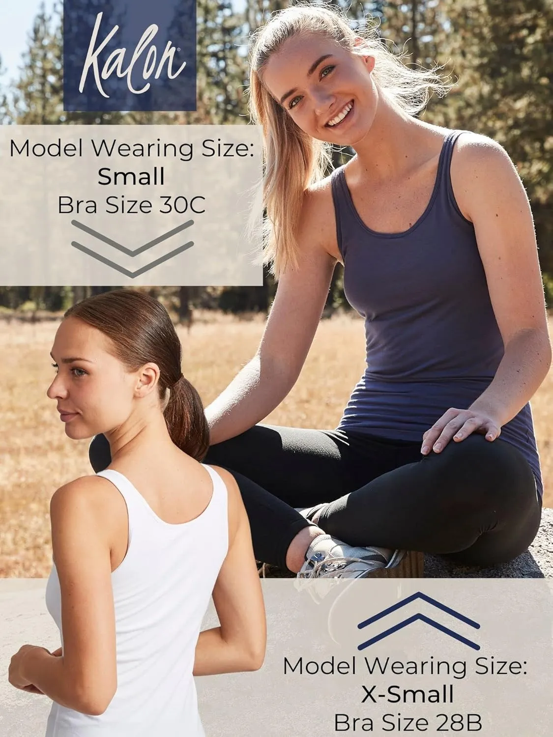 Kalon Women's 4-Pack Modern Busty Shelf Bra Cami Base Layer Camisole Tank Top