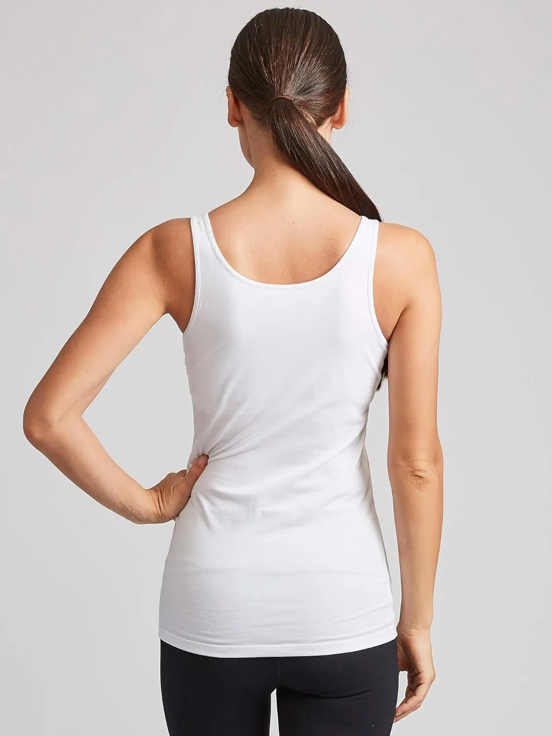 Kalon Women's 4-Pack Modern Busty Shelf Bra Cami Base Layer Camisole Tank Top
