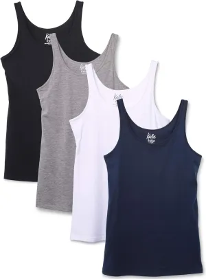 Kalon Women's 4-Pack Modern Busty Shelf Bra Cami Base Layer Camisole Tank Top
