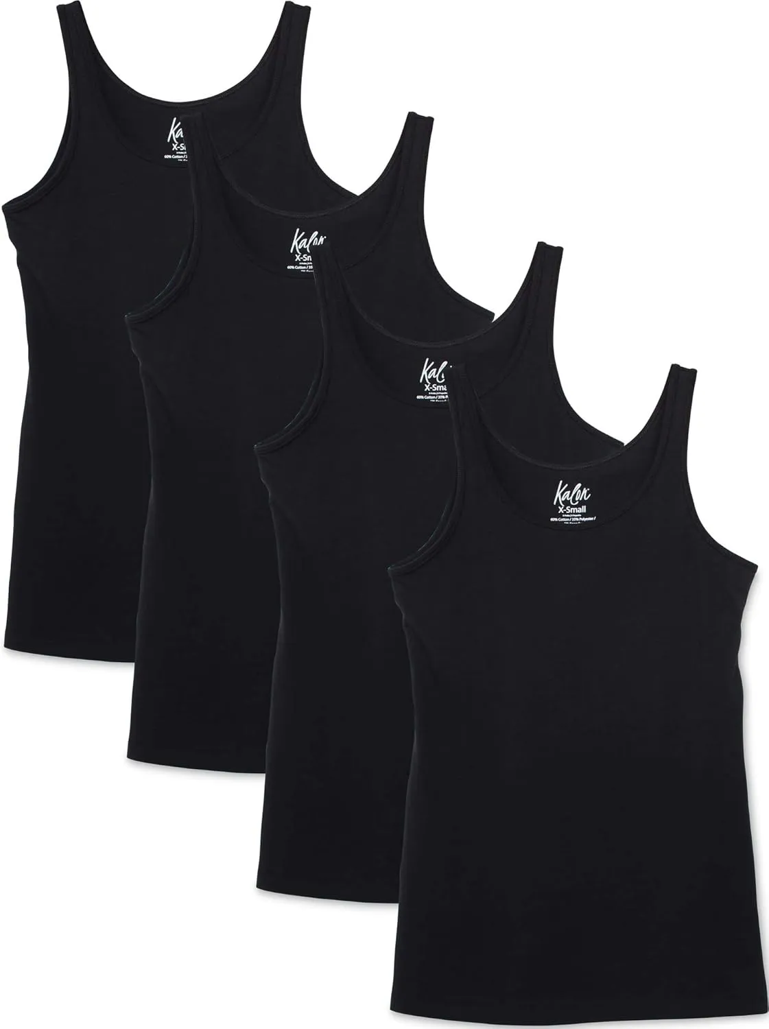 Kalon Women's 4-Pack Modern Busty Shelf Bra Cami Base Layer Camisole Tank Top