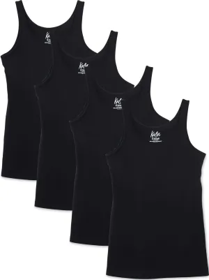 Kalon Women's 4-Pack Modern Busty Shelf Bra Cami Base Layer Camisole Tank Top