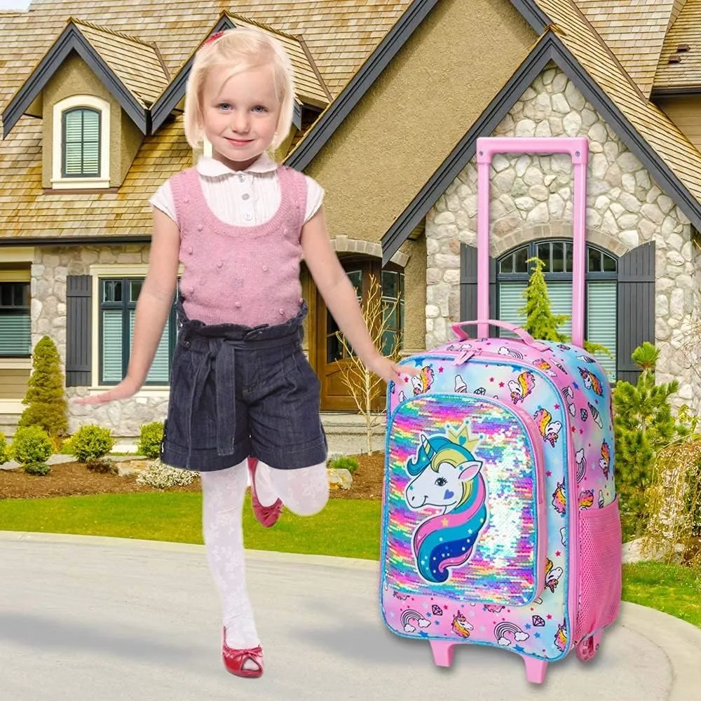 Kids Suitcase with Wheels for Girls and Boys, Rolling Carry on Luggage for Toddler Children
