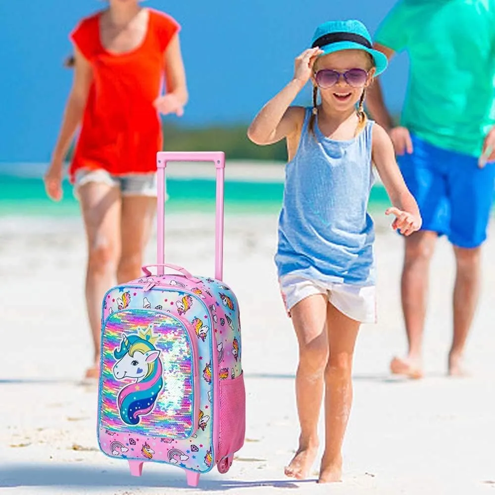 Kids Suitcase with Wheels for Girls and Boys, Rolling Carry on Luggage for Toddler Children