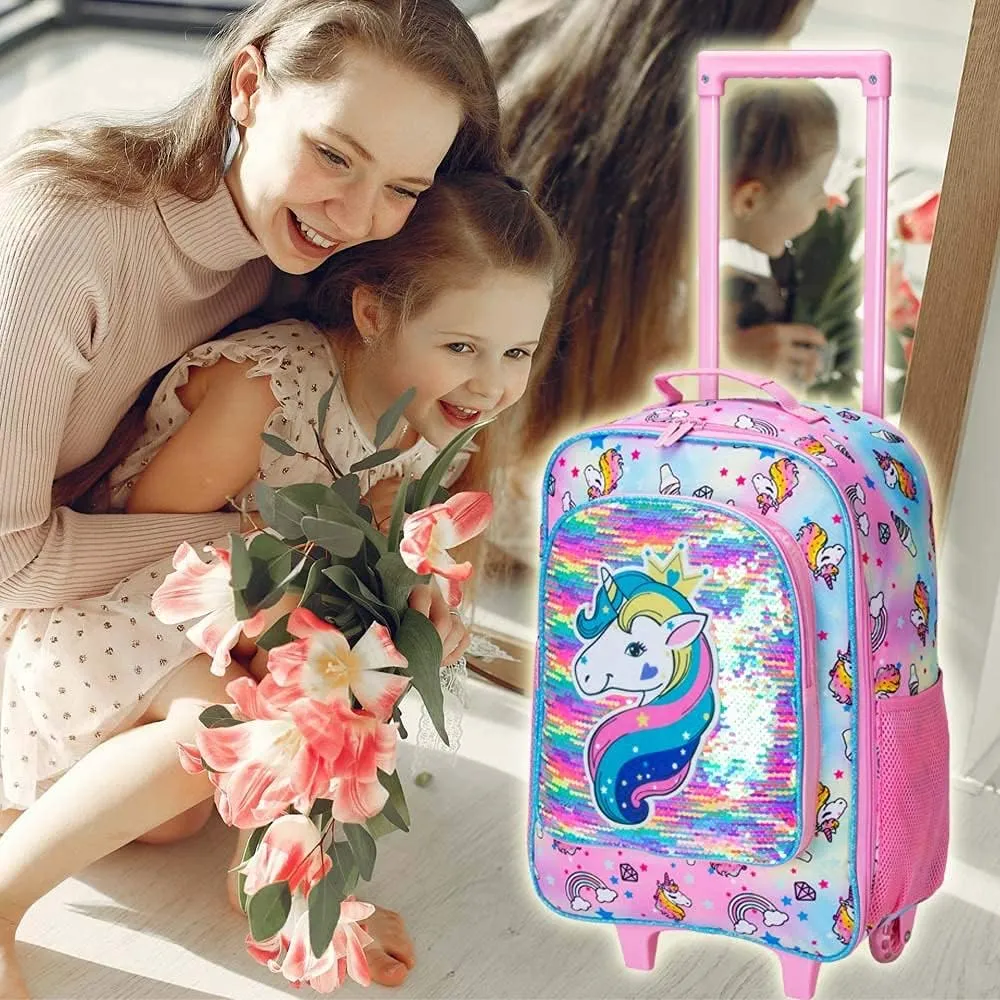 Kids Suitcase with Wheels for Girls and Boys, Rolling Carry on Luggage for Toddler Children