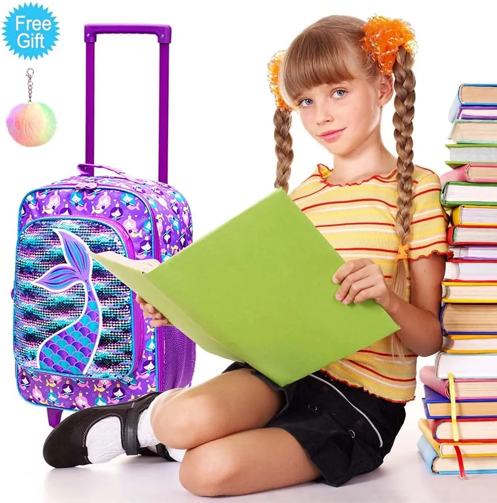 Kids Suitcase with Wheels for Girls and Boys, Rolling Carry on Luggage for Toddler Children
