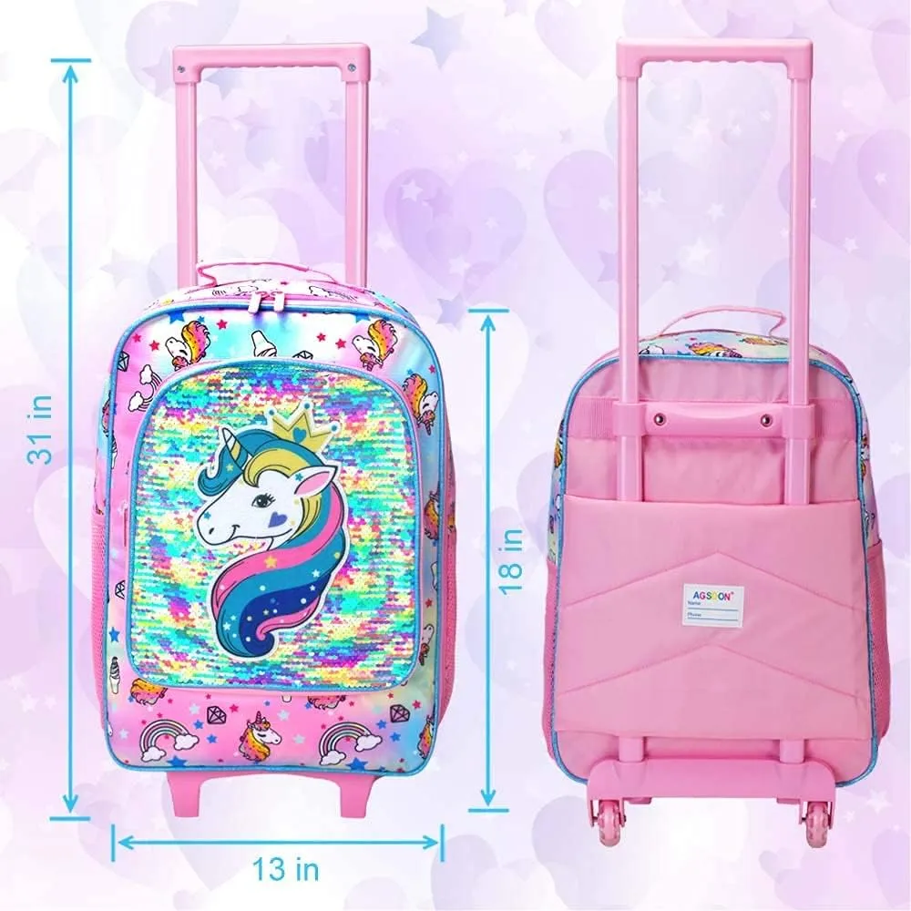Kids Suitcase with Wheels for Girls and Boys, Rolling Carry on Luggage for Toddler Children