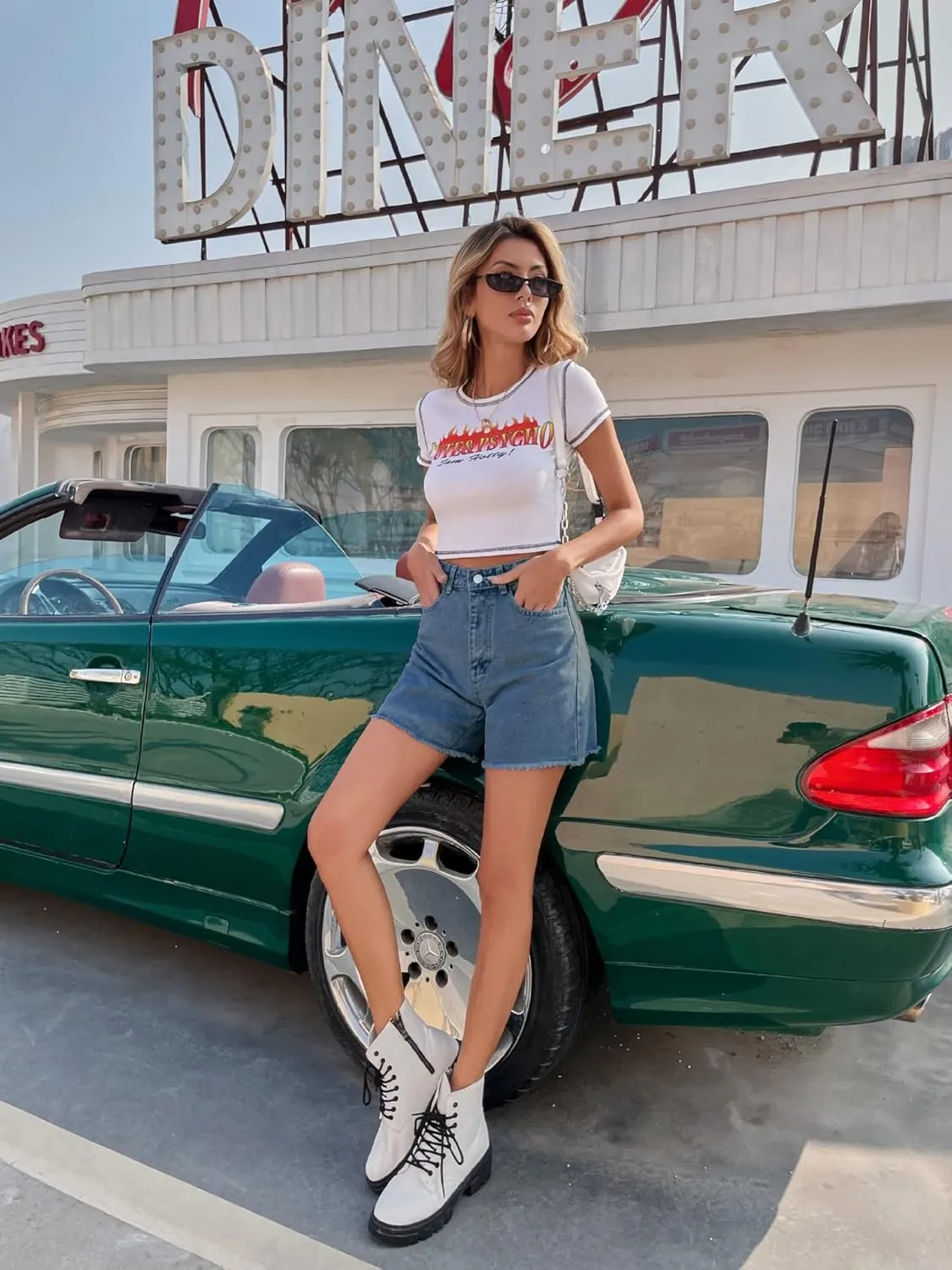 KINGFEN Women's High Waist Denim Shorts Raw Hem Jean Shorts Casual Summer Straight Wide Leg Pants for Women with Pockets