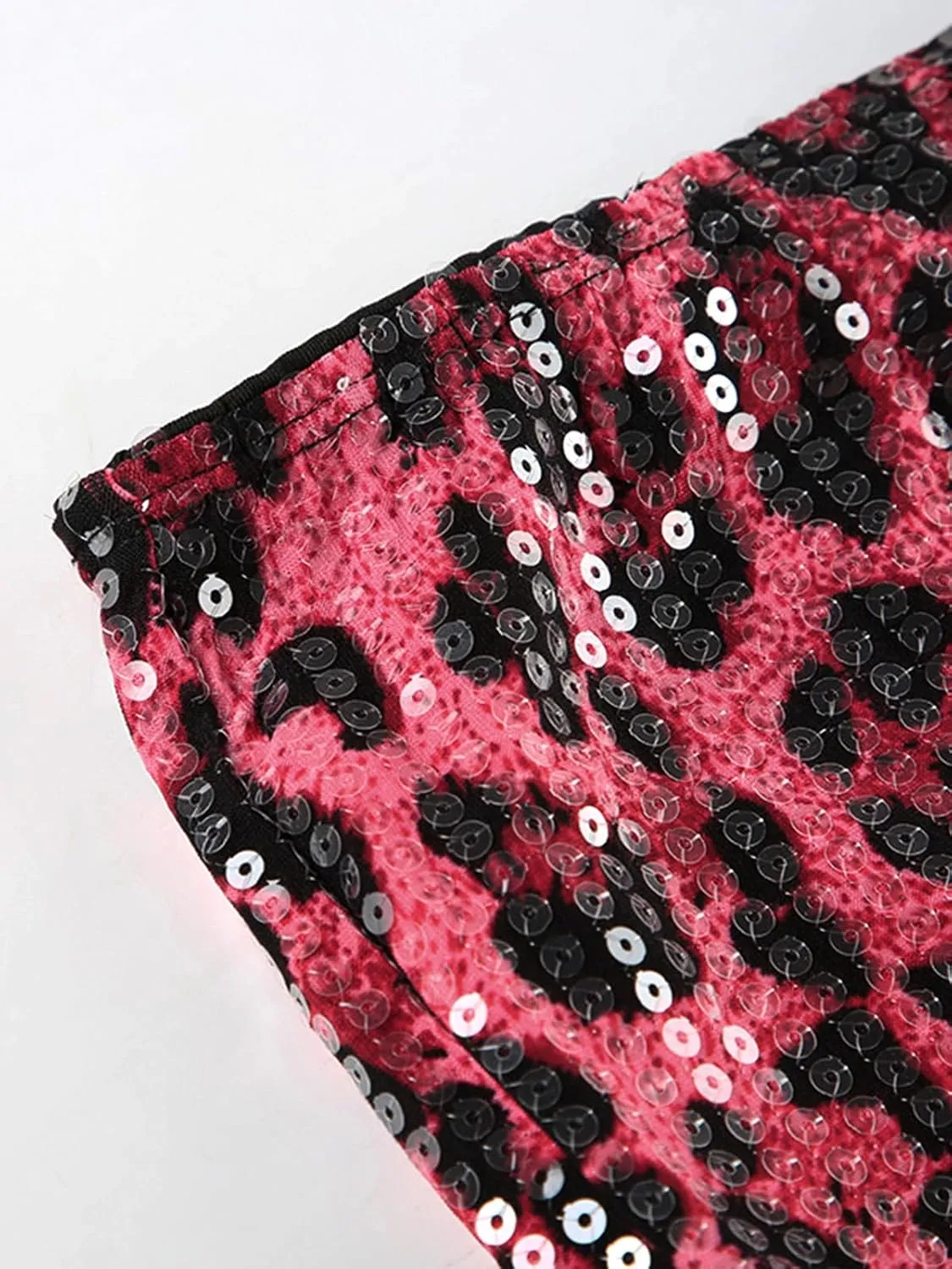 KIRJAUDU Women's Leopard Print Sequin Shorts Low Rise Sexy Rave Club Party Hot Pants