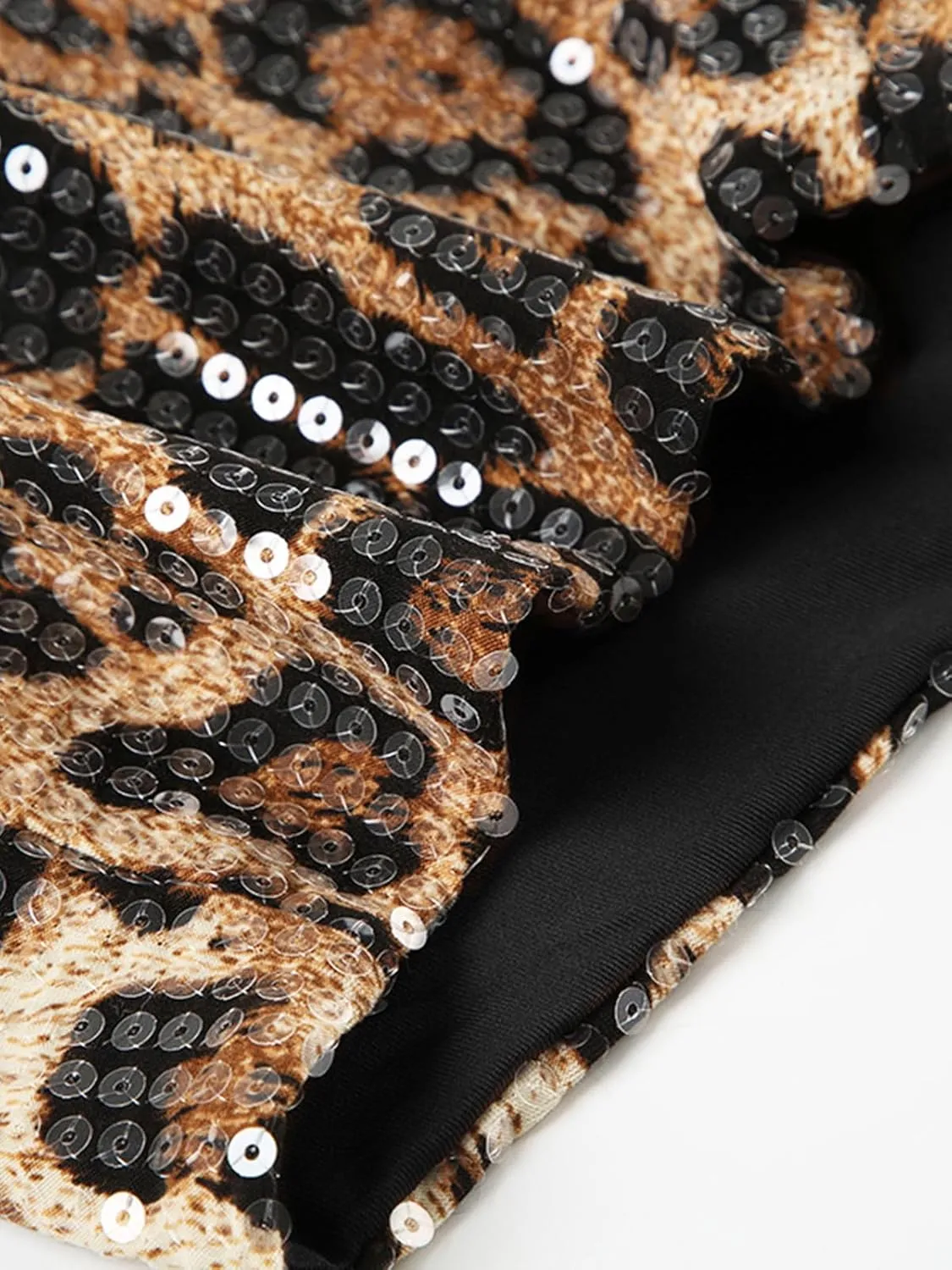 KIRJAUDU Women's Leopard Print Sequin Shorts Low Rise Sexy Rave Club Party Hot Pants