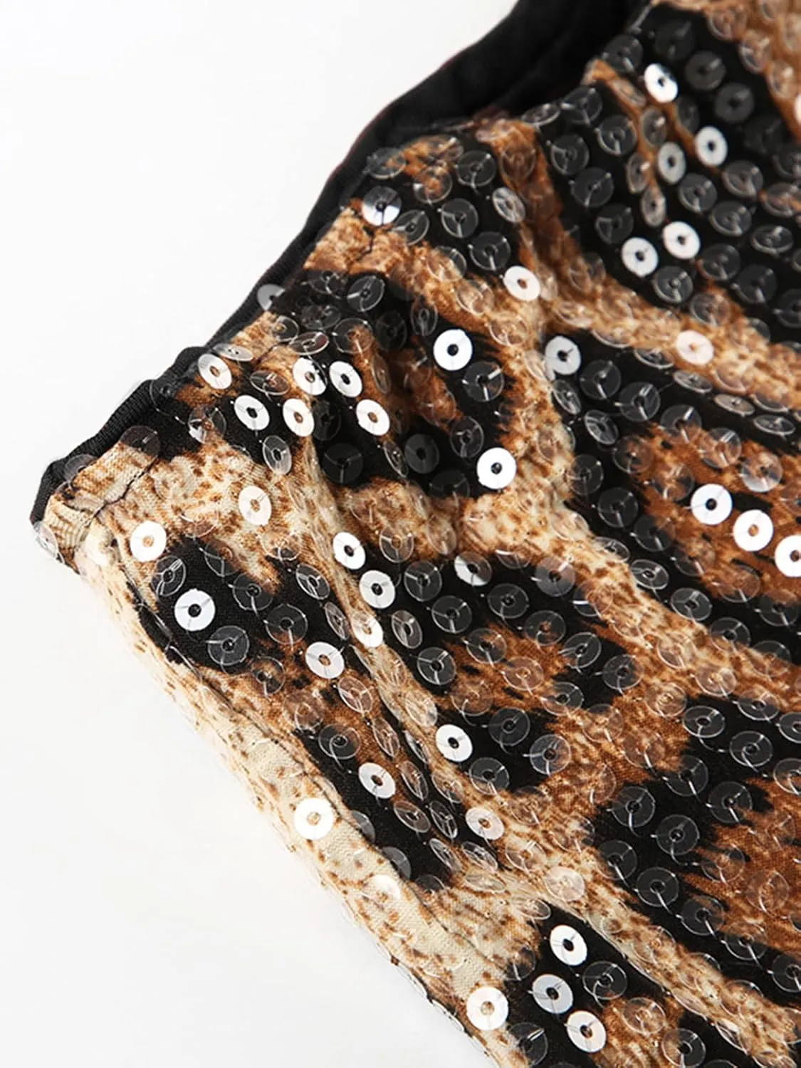 KIRJAUDU Women's Leopard Print Sequin Shorts Low Rise Sexy Rave Club Party Hot Pants