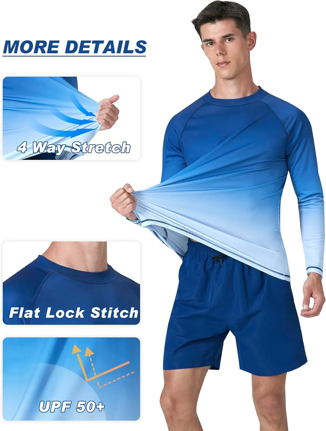 KPSUN Mens Swim Shirts UPF 50  Rash Guard Long Sleeve Sun UV Protection Beach Shirts Quick Dry Fishing T-Shirt