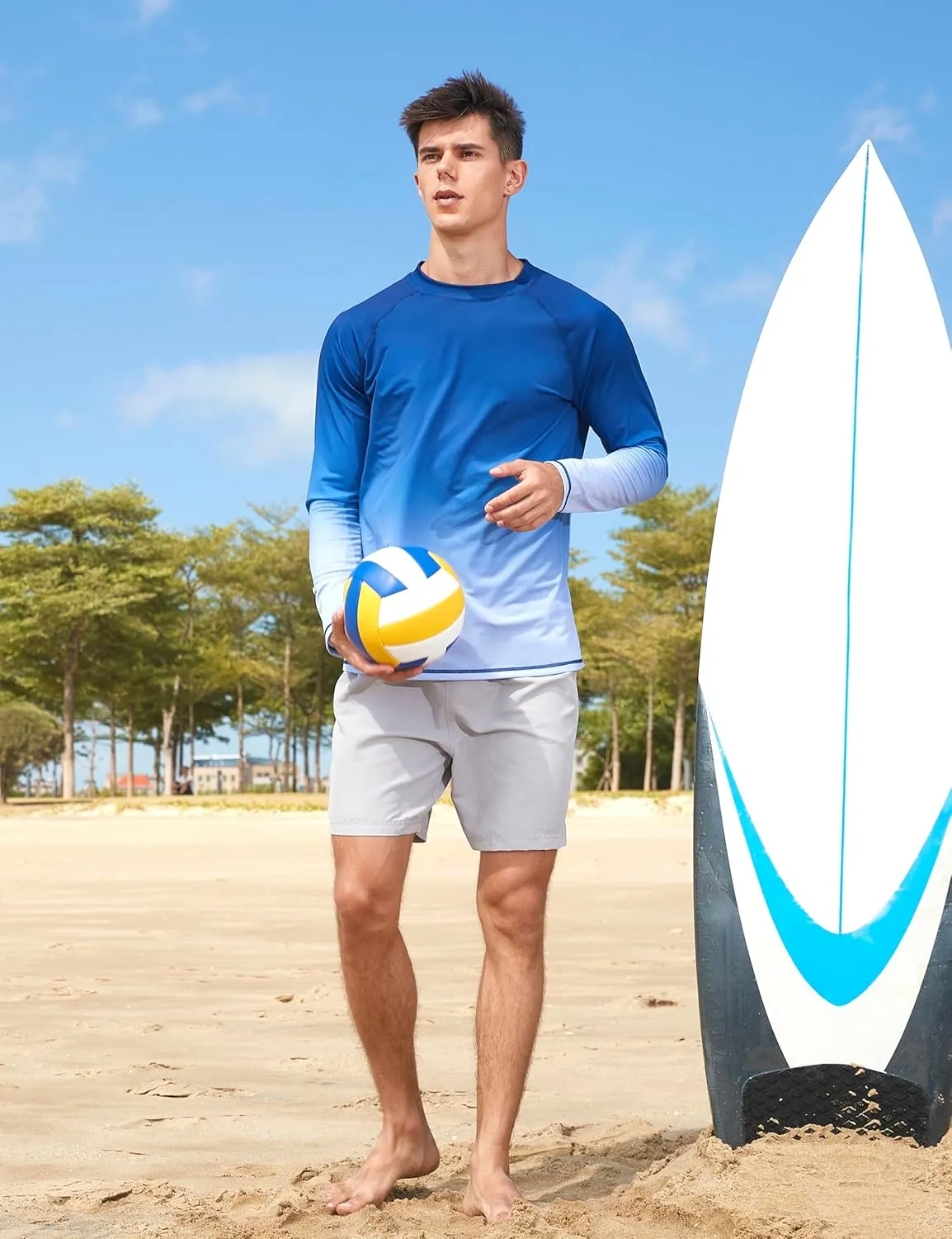 KPSUN Mens Swim Shirts UPF 50  Rash Guard Long Sleeve Sun UV Protection Beach Shirts Quick Dry Fishing T-Shirt