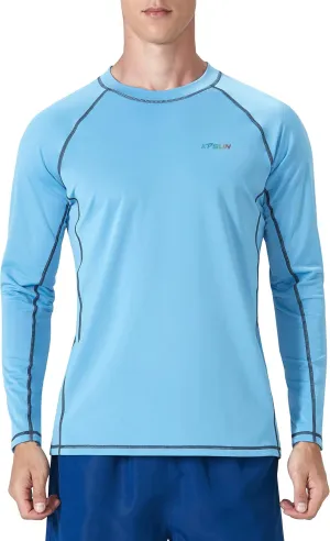 KPSUN Mens Swim Shirts UPF 50  Rash Guard Long Sleeve Sun UV Protection Beach Shirts Quick Dry Fishing T-Shirt