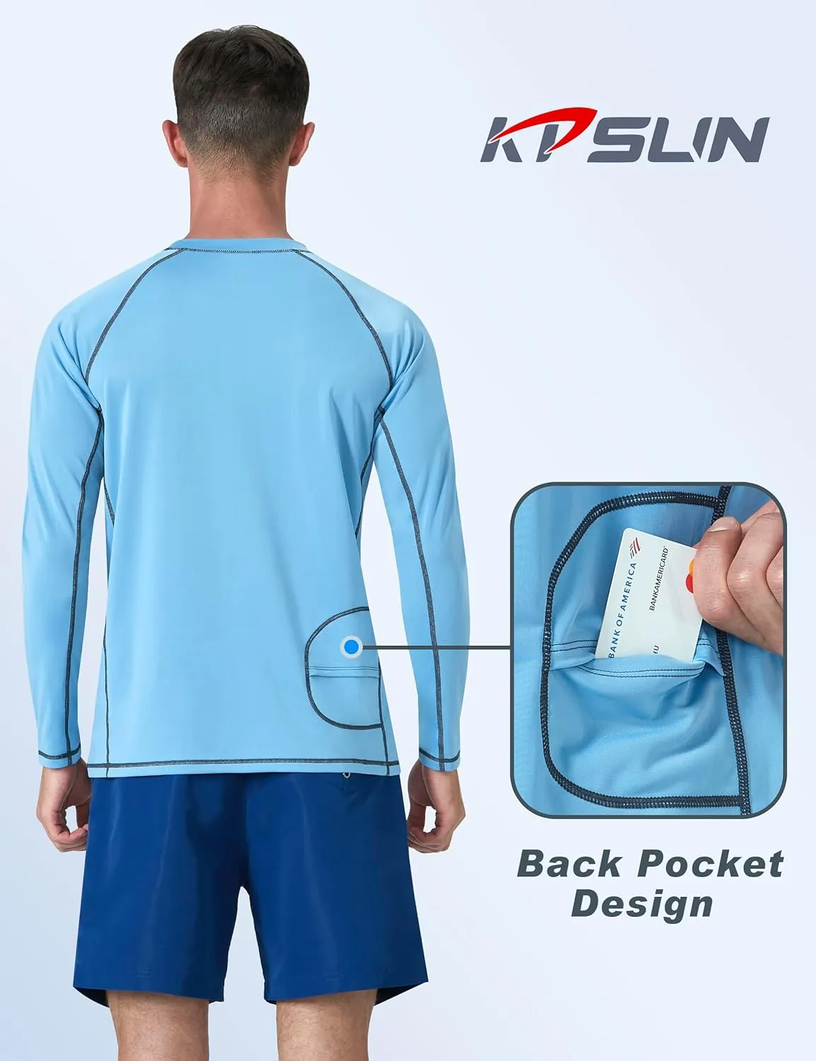 KPSUN Mens Swim Shirts UPF 50  Rash Guard Long Sleeve Sun UV Protection Beach Shirts Quick Dry Fishing T-Shirt