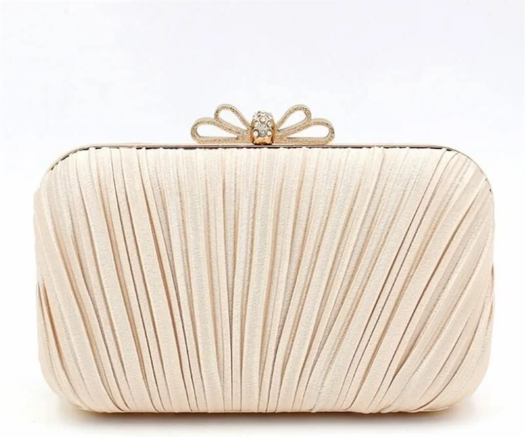 Ladies Folding Evening Clutch Bag Banquet Purse with Chain Silk Wedding Dinner Purse Dress Bag(D)