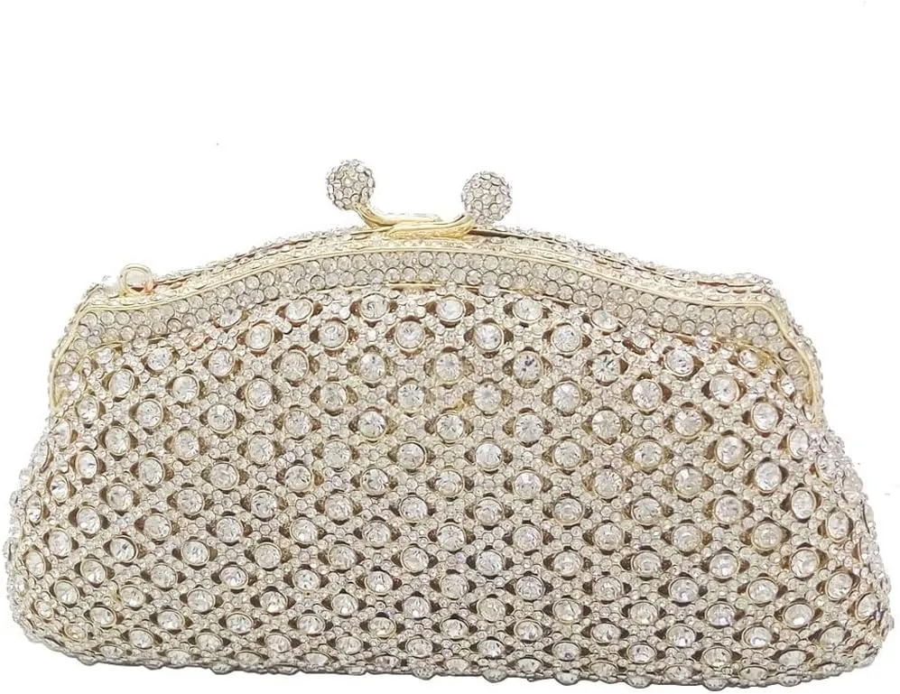 Ladies Silver Crystal Clutch Rhinestones Purse Woman Fancy Evening Shoulder Handbag Wedding Dress Dinner Bag