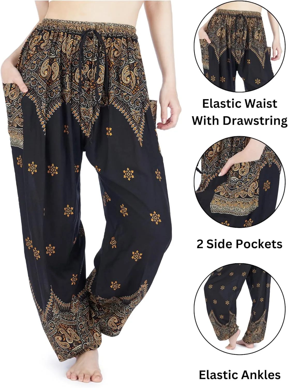 Lannaclothesdesign Women's Elephant Hippie Boho Yoga Harem Pants
