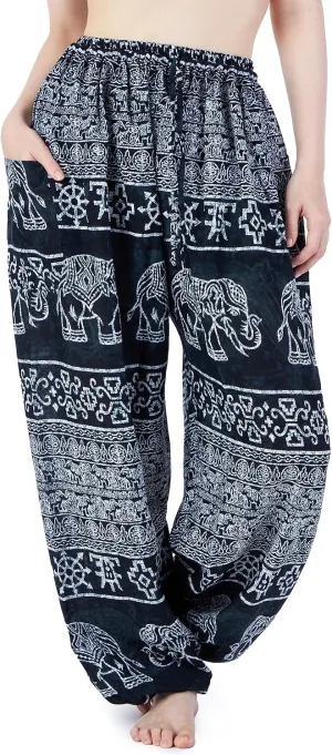 Lannaclothesdesign Women's Elephant Hippie Boho Yoga Harem Pants