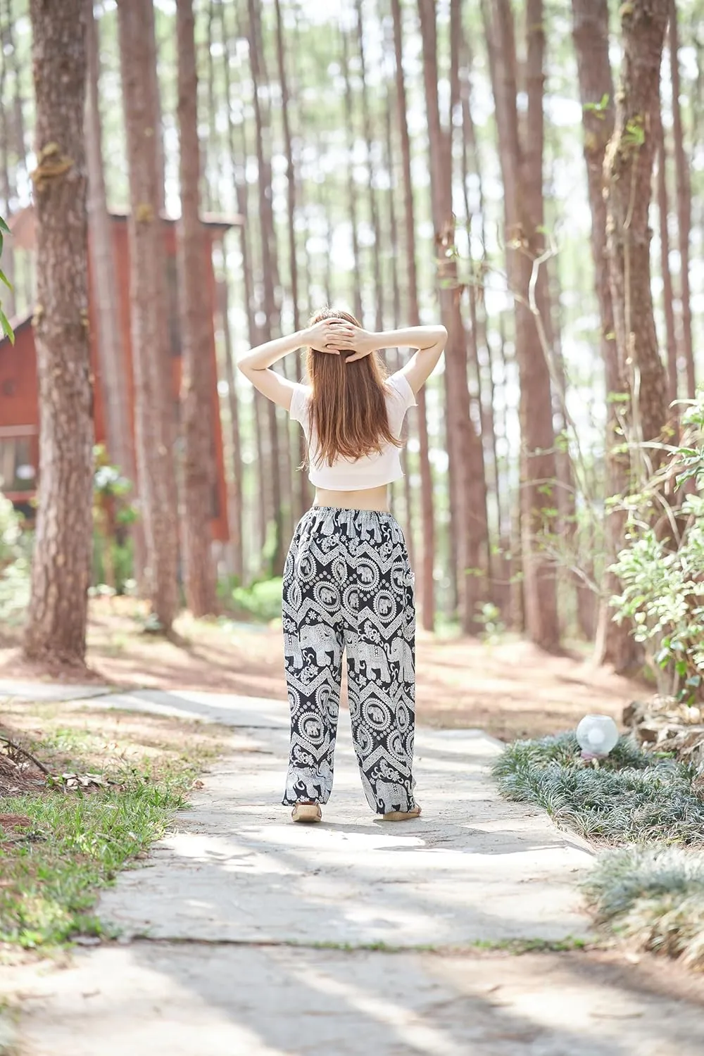 Lannaclothesdesign Women's Elephant Hippie Boho Yoga Harem Pants